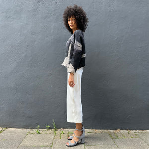 Textured Cotton Silk Pleat Top with Front Pocket