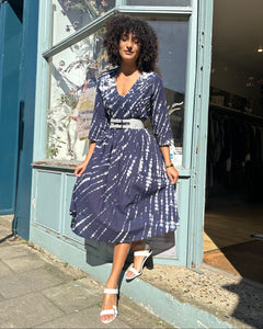 Pleated Cotton Shibori Dress