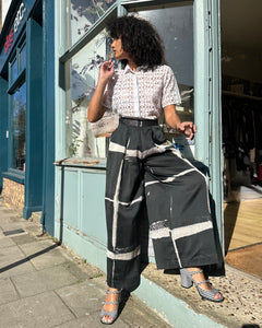 Shibori Wide Leg Pleat Front Trousers