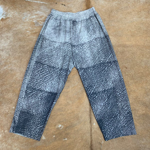 Cropped Shibori Dyed Cotton Trousers with Pockets