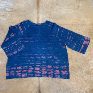 Textured Cotton Silk Pleat Top with Side Slits
