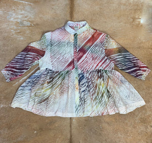 Long Tiered Shibori Dyed Blouse