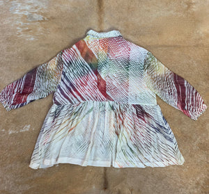 Long Tiered Shibori Dyed Blouse
