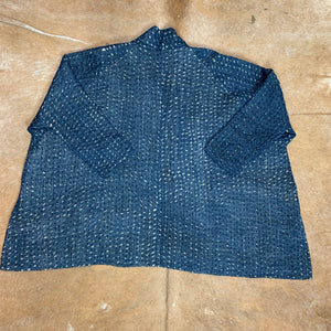 Oversized Lightly Quilted Kantha Jacket with Pockets