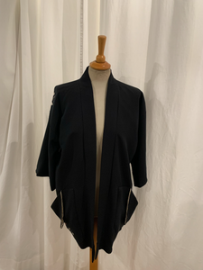Dressy Black Silk Shibori Kimono with pockets
