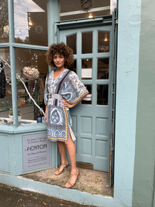 Printed V-Neck Kaftan Dress