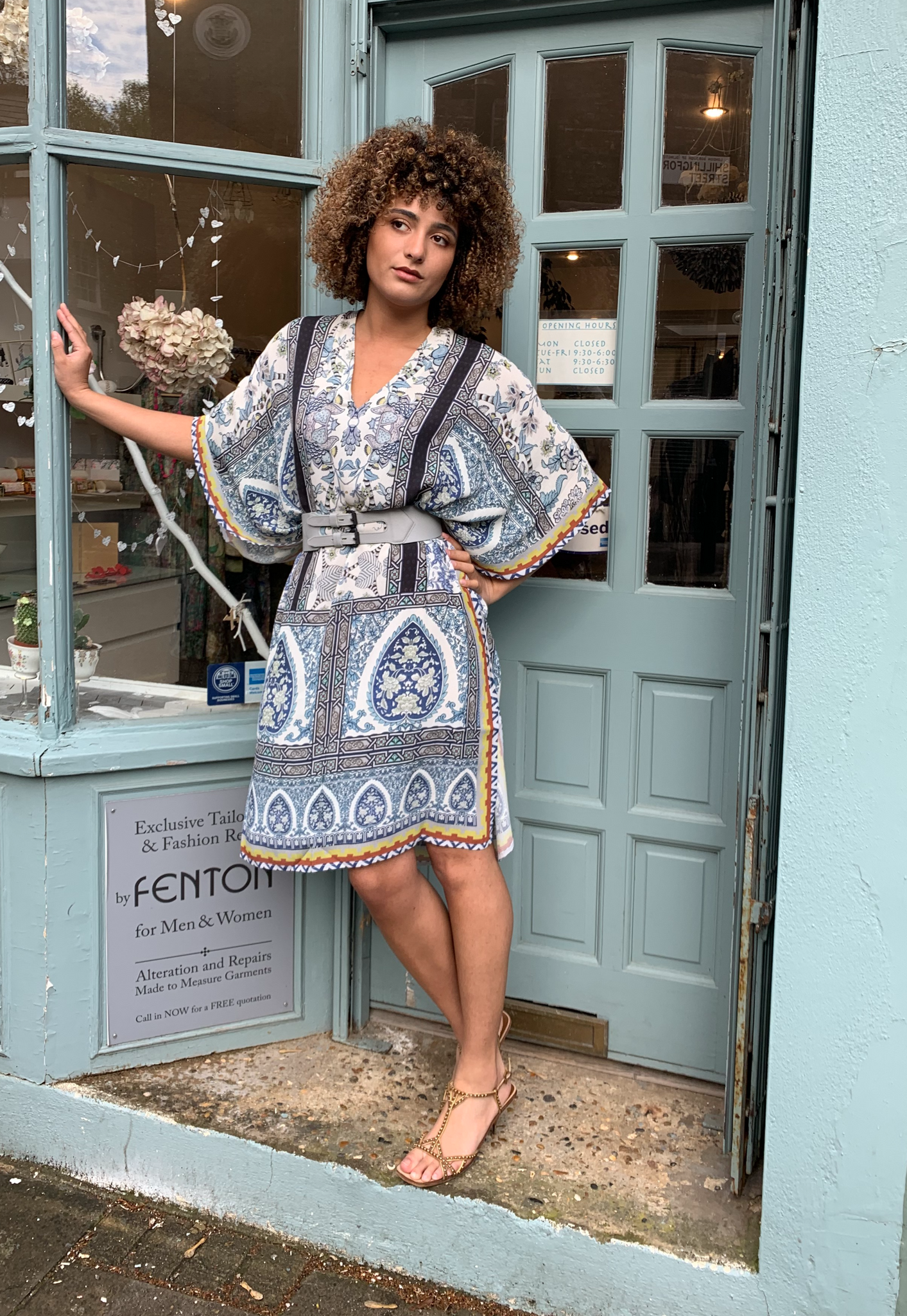 Printed V-Neck Kaftan Dress – Fenton-Islington