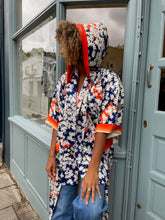 Load image into Gallery viewer, XLong Hooded Silk Kimono Coat
