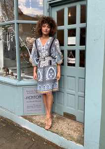 Printed V-Neck Kaftan Dress