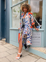 Load image into Gallery viewer, XLong Hooded Silk Kimono Coat
