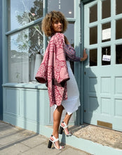 Load image into Gallery viewer, Dark Red Shibori Kimono with Leather Flap Pockets
