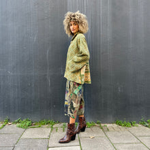 Load image into Gallery viewer, Fully Reversible Green Kantha Jacket With Floral Geo Patterns
