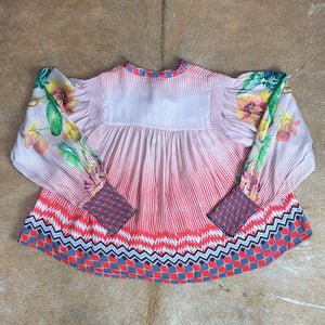 Stripe Print Chiffon Peasant Blouse