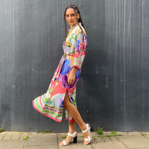 Floral Belted Shirt Style Dress