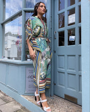 Load image into Gallery viewer, Belted Jungle Print Kaftan Dress

