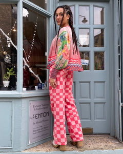 Stripe Print Chiffon Peasant Blouse