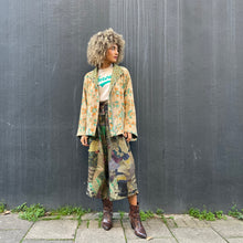 Load image into Gallery viewer, Fully Reversible Green Kantha Jacket With Floral Geo Patterns
