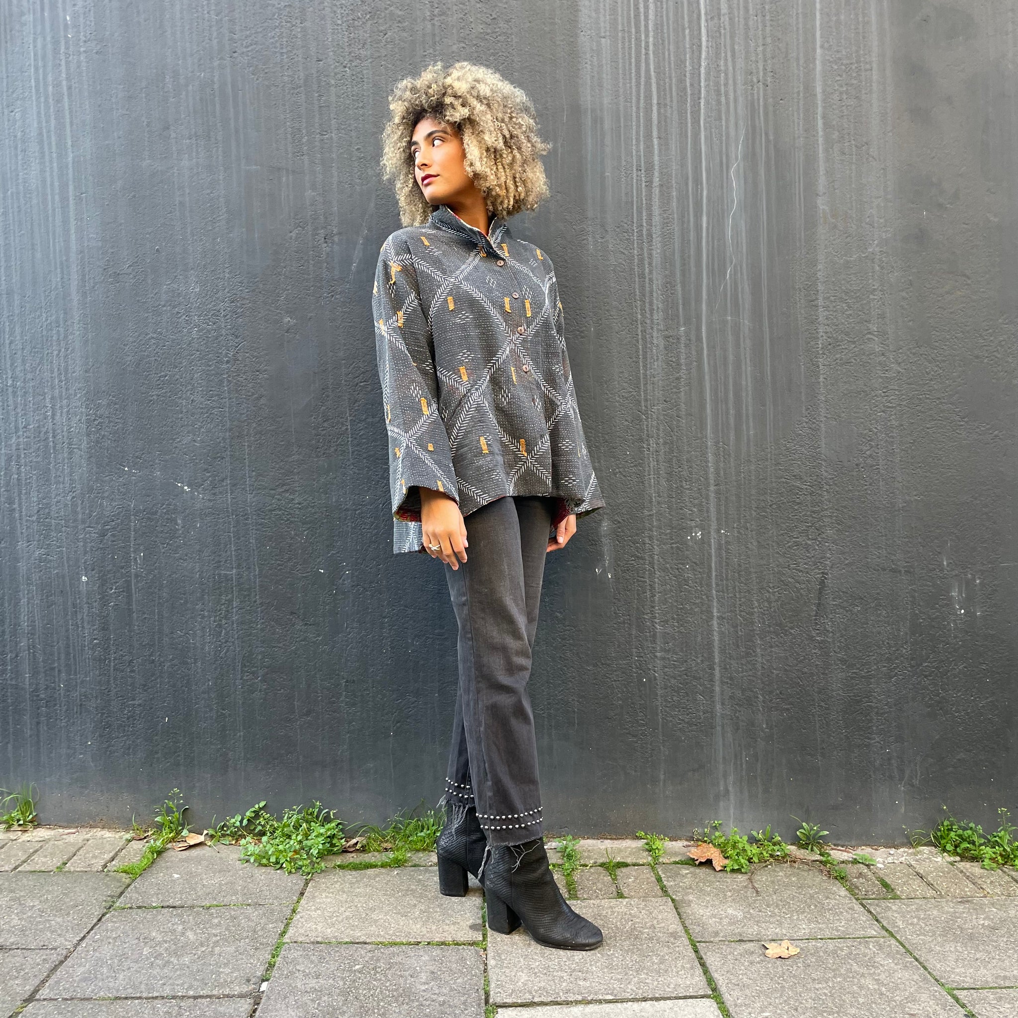 Reversible sales kantha jacket