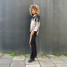 Load image into Gallery viewer, Black &amp; White Shibori Dyed Silk Swing Style Jacket
