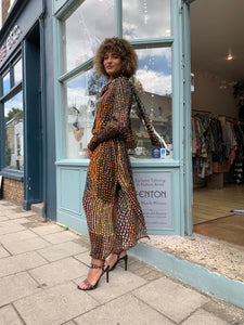 Lurex Boho Maxi-Dress with Neck-Tie