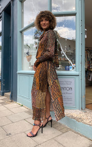 Lurex Boho Maxi-Dress with Neck-Tie
