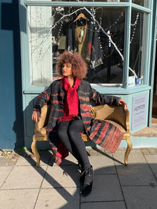 Quilted A-Line Shibori Silk Coat