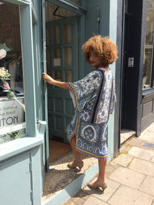 Printed V-Neck Kaftan Dress