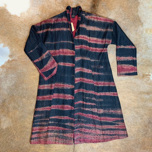 Quilted A-Line Shibori Silk Coat