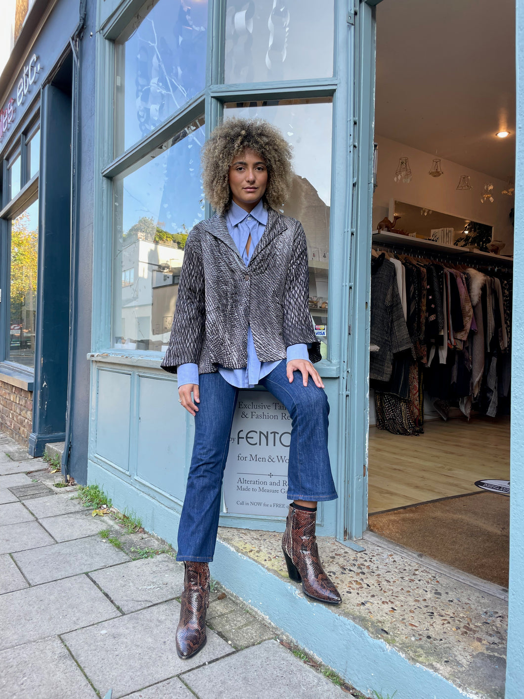 Shibori Dyed Silk Swing Style Jacket