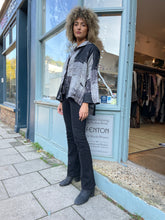 Load image into Gallery viewer, Black &amp; White Shibori Dyed Silk Swing Style Jacket
