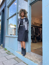 Load image into Gallery viewer, Black &amp; White Shibori Dyed Silk Swing Style Jacket
