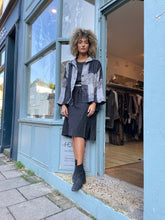 Load image into Gallery viewer, Black &amp; White Shibori Dyed Silk Swing Style Jacket
