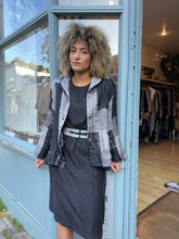 Load image into Gallery viewer, Black &amp; White Shibori Dyed Silk Swing Style Jacket
