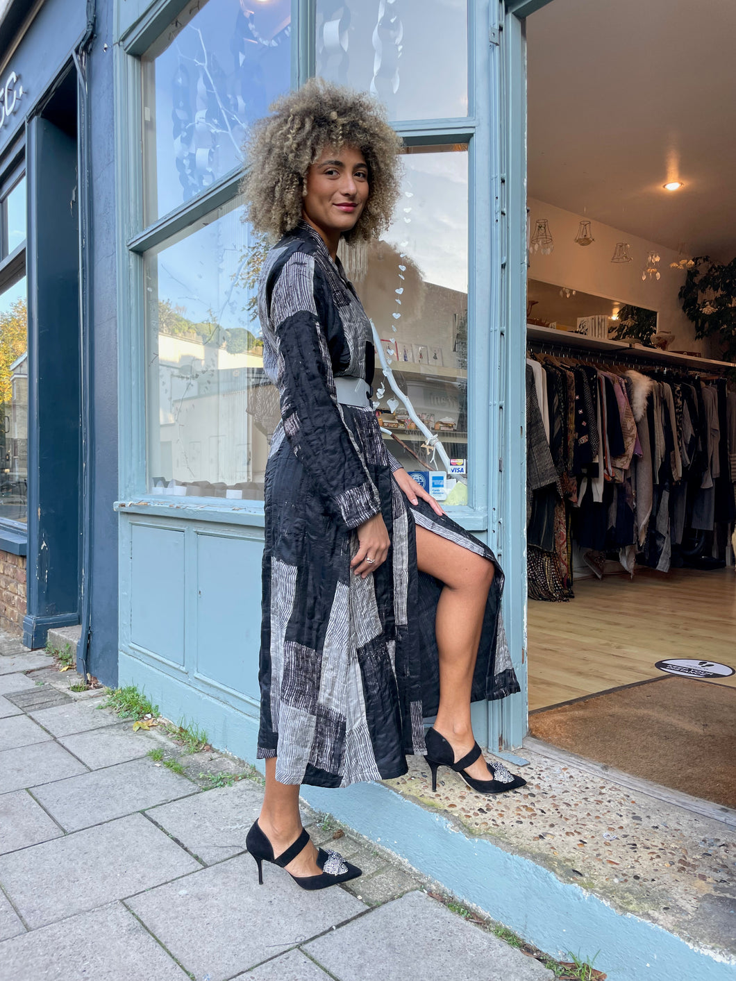 XLong Open A-Line Shibori Silk Coat