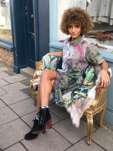 Printed Linen Shirt Dress