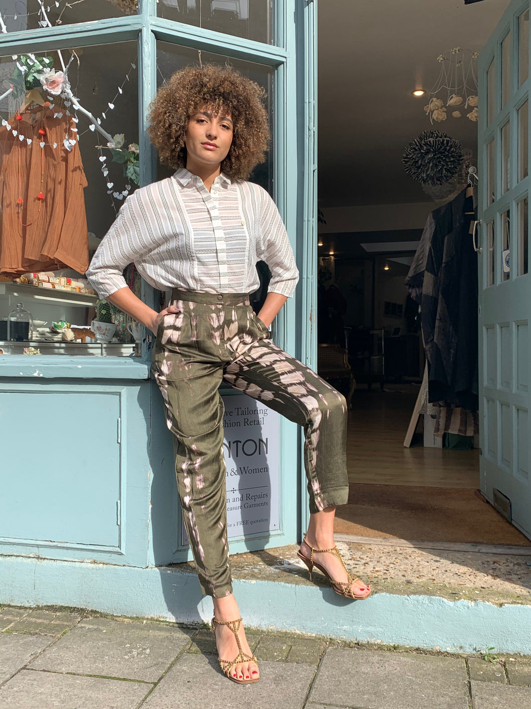 Straight Leg Shibori Dyed Trousers