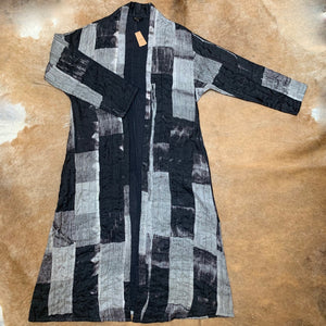 XLong Open A-Line Shibori Silk Coat