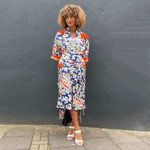 XLong Hooded Silk Kimono Coat