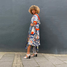 Load image into Gallery viewer, XLong Hooded Silk Kimono Coat
