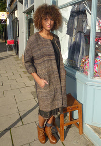 Short Woven Wool Coat with Front Pockets