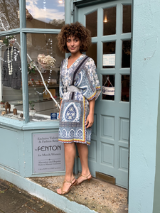 Printed V-Neck Kaftan Dress