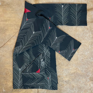 Vintage Silk Crepe Kimono with Leather Trim Details