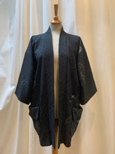 Load image into Gallery viewer, Black Vintage Silk Crepe Haori Kimono with Pockets
